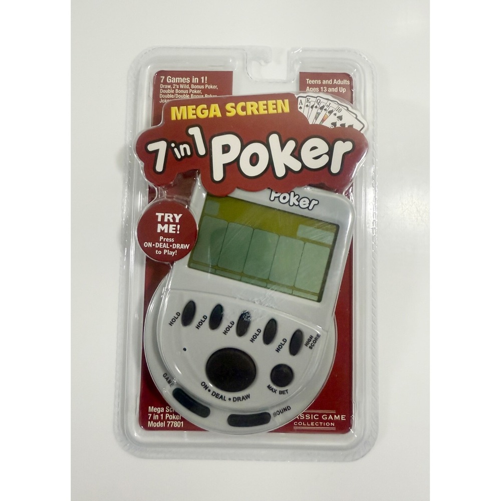 Mega Screen 7 In 1 Poker Hand Held Video Electronic Game - New in Package
